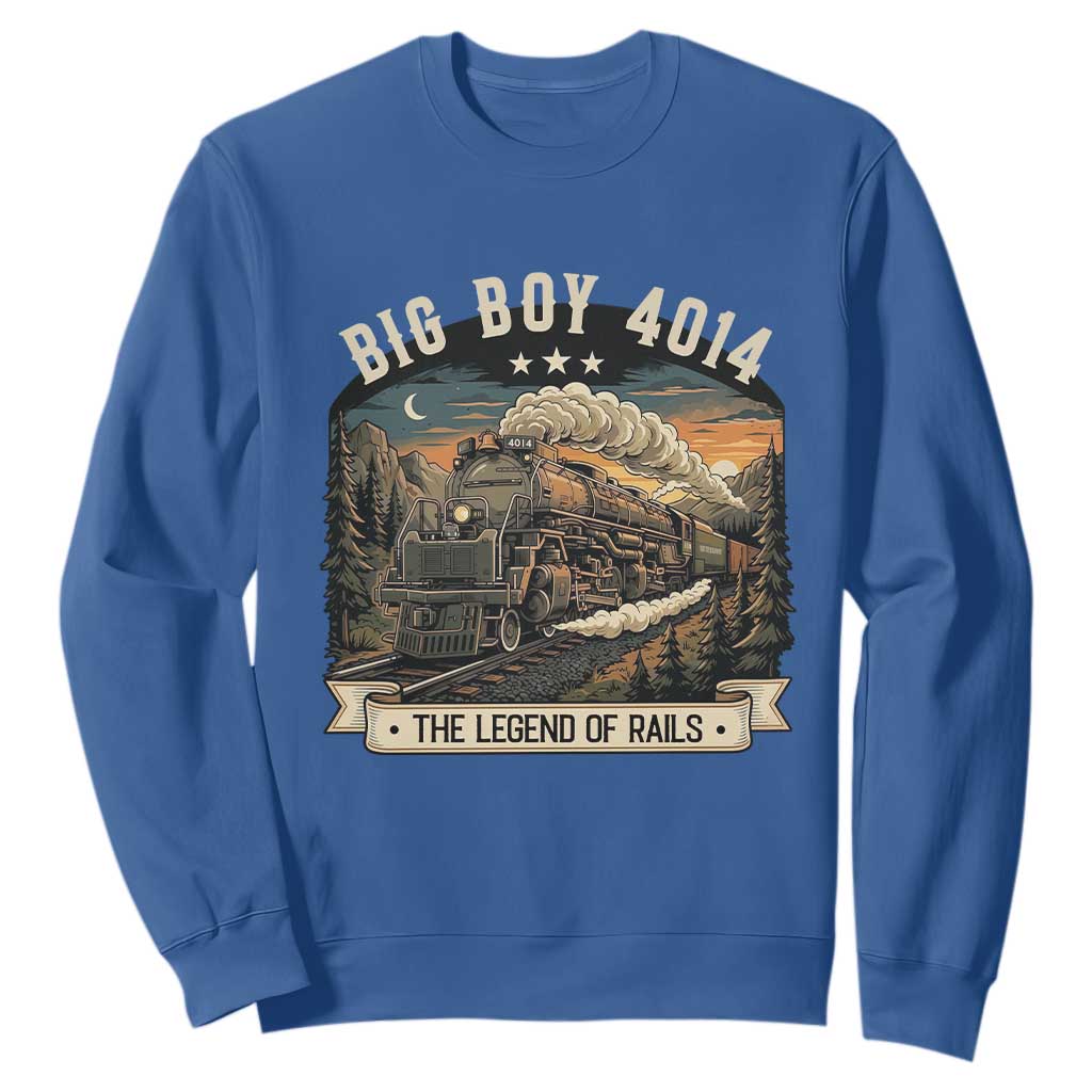 Scenic Mountain Steam Train Graphic Sweatshirt Legend of the Rails Heritage Pride TS02 Royal Blue Print Your Wear