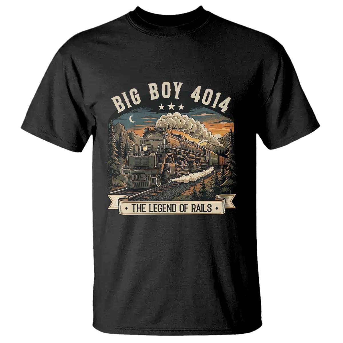 Scenic Mountain Steam Train Graphic T Shirt Legend of the Rails Heritage Pride TS02 Black Print Your Wear