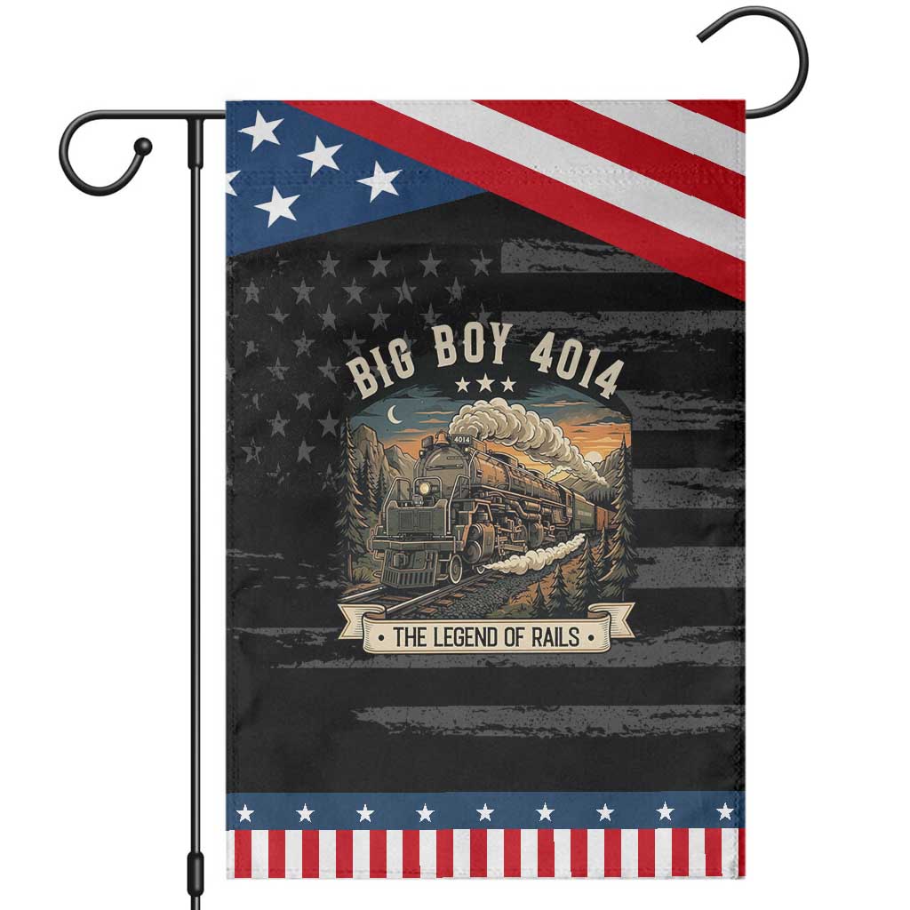 Scenic Mountain Steam Train Graphic Patriotic Garden Flag Legend of the Rails Heritage Pride TS02 Distressed Black Blue Print Your Wear