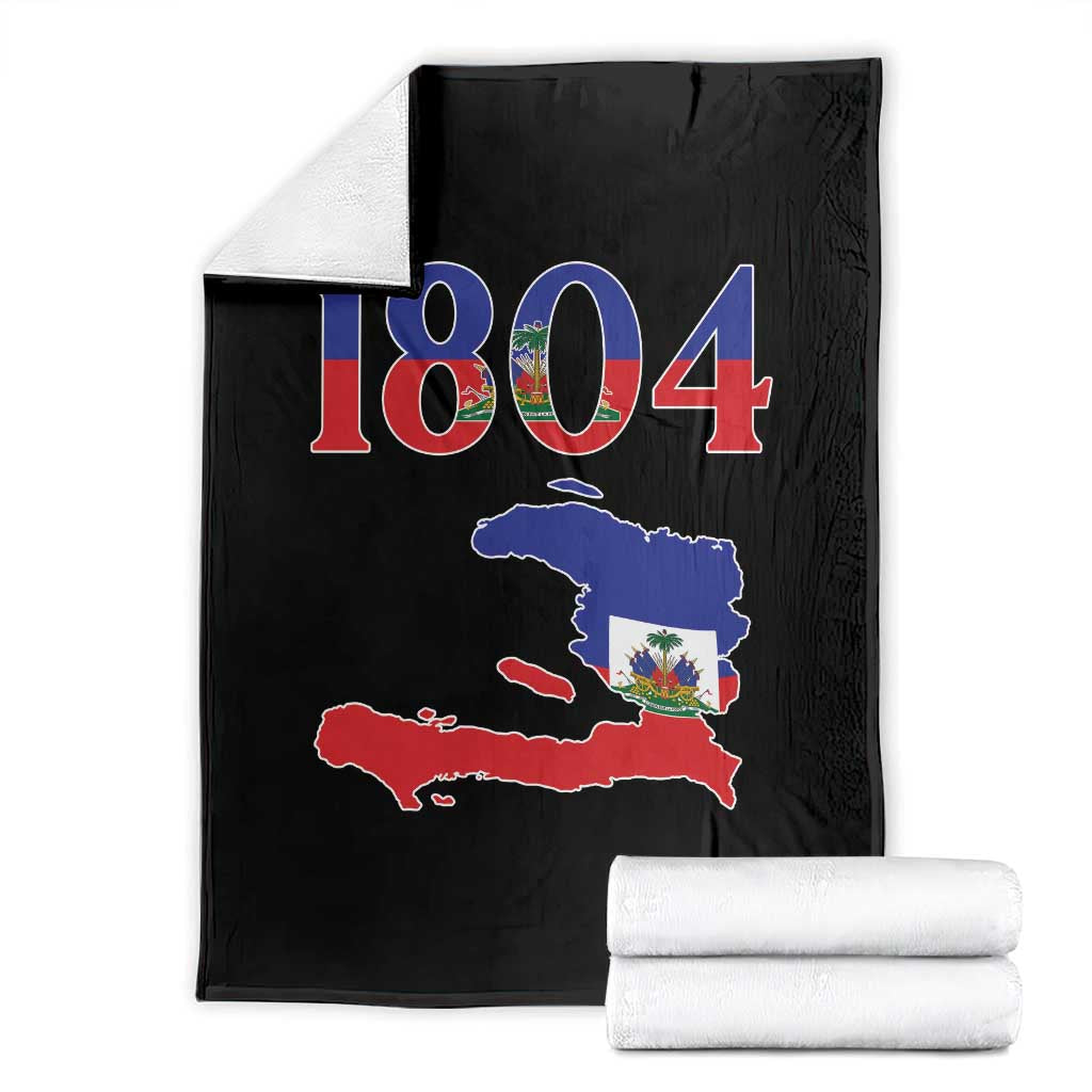 1804 Haiti Map and Flag Throw Blanket Haitian Heritage Pride Graphic TS02 Black Print Your Wear
