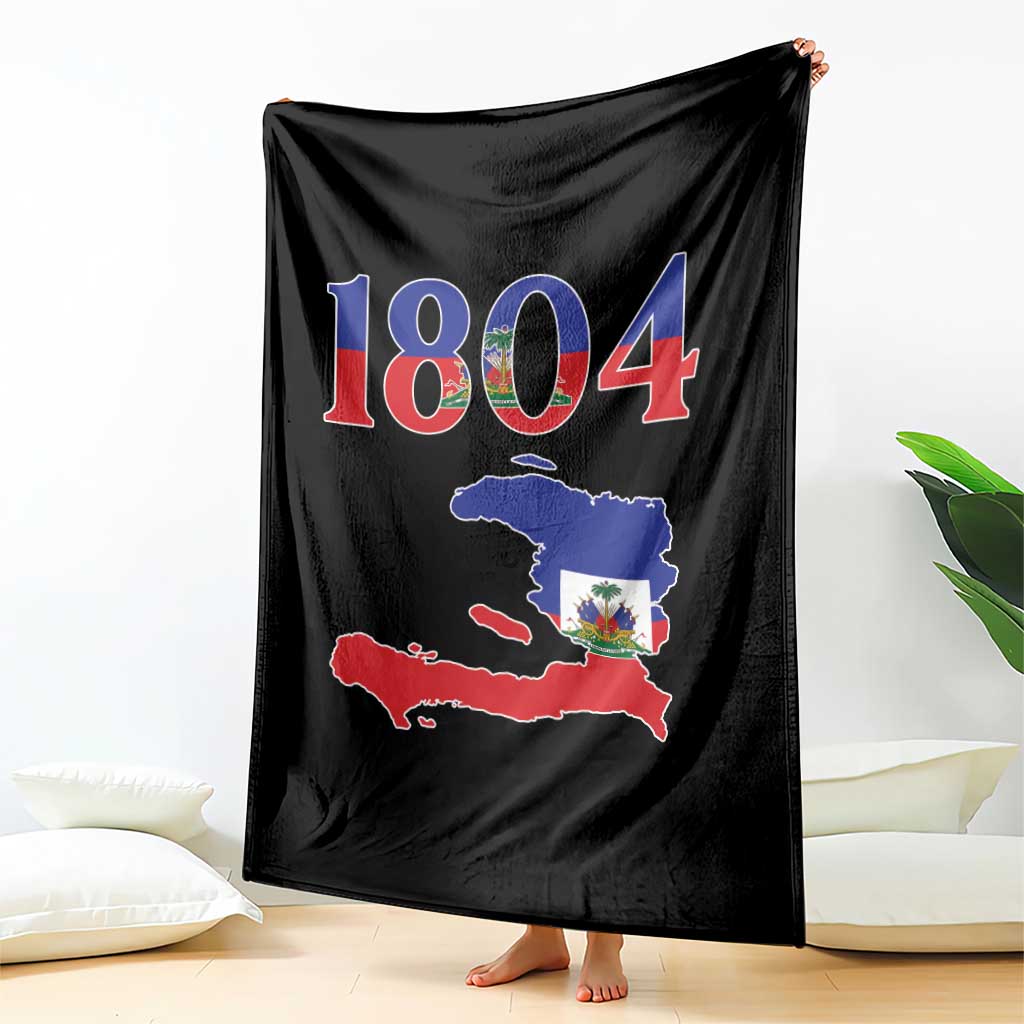 1804 Haiti Map and Flag Throw Blanket Haitian Heritage Pride Graphic TS02 Print Your Wear