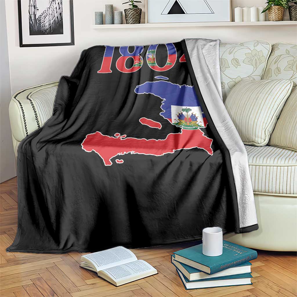 1804 Haiti Map and Flag Throw Blanket Haitian Heritage Pride Graphic TS02 Print Your Wear