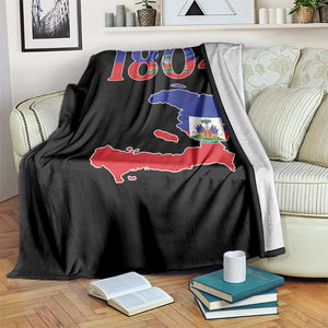 1804 Haiti Map and Flag Throw Blanket Haitian Heritage Pride Graphic TS02 Print Your Wear