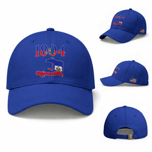1804 Haiti Map and Flag Baseball Cap Haitian Heritage Pride Graphic TS02 Baseball Cap Universal Fit Royal Blue Print Your Wear