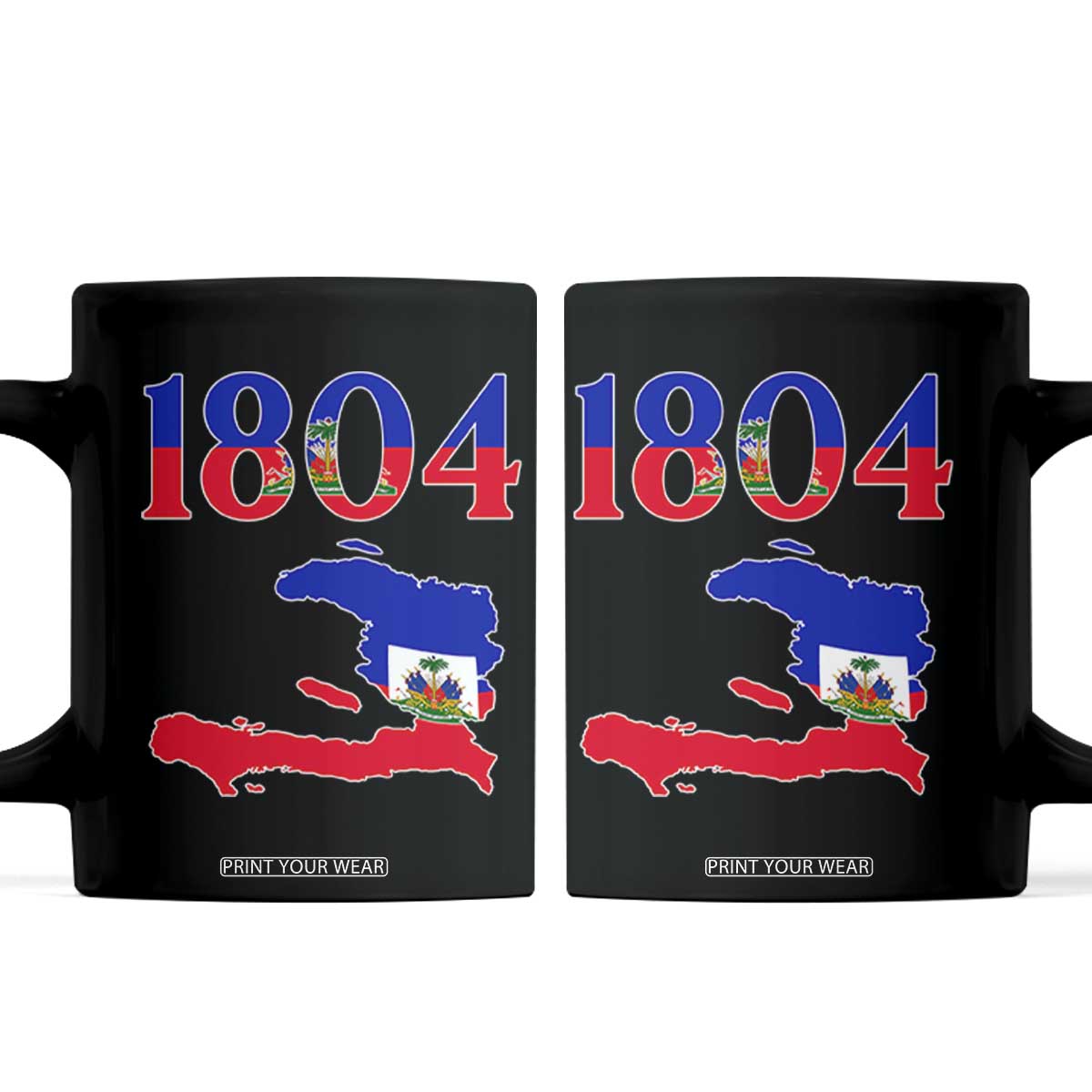 1804 Haiti Map and Flag Coffee Mug Haitian Heritage Pride Graphic TS02 Black Print Your Wear