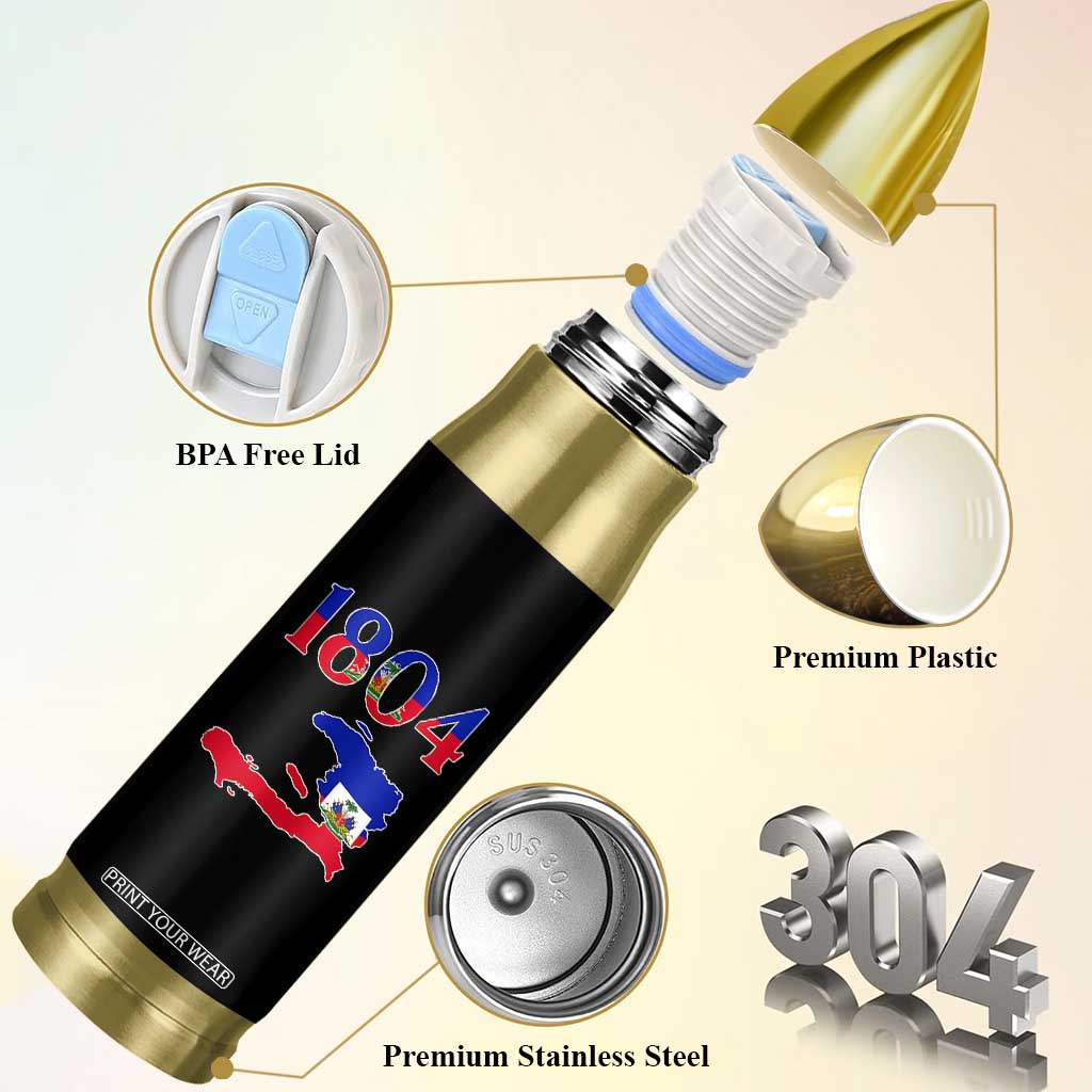 1804 Haiti Map and Flag Bullet Tumbler Haitian Heritage Pride Graphic TS02 Print Your Wear