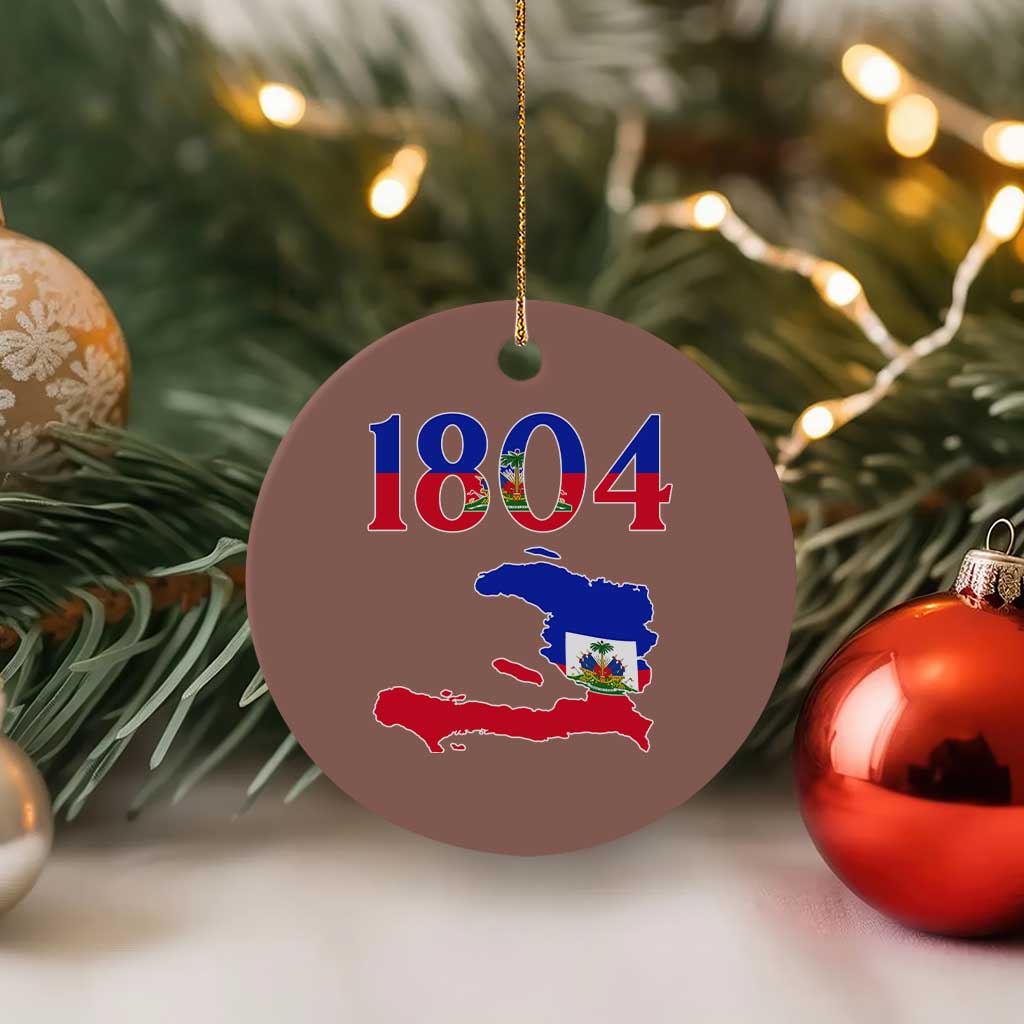 1804 Haiti Map and Flag Ceramic Ornament Haitian Heritage Pride Graphic TS02 1pc Mocha Print Your Wear