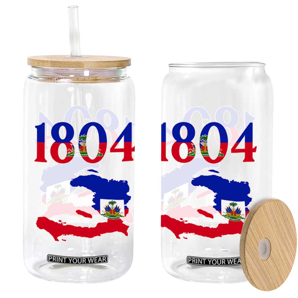 1804 Haiti Map and Flag Glass Can Haitian Heritage Pride Graphic TS02 Print Your Wear