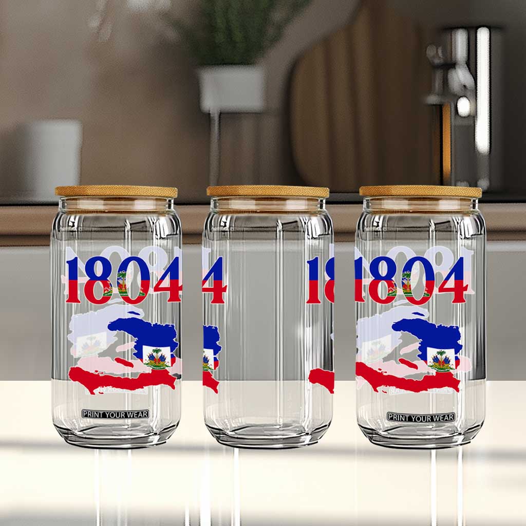 1804 Haiti Map and Flag Glass Can Haitian Heritage Pride Graphic TS02 Print Your Wear