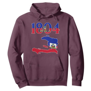 1804 Haiti Map and Flag Hoodie Haitian Heritage Pride Graphic TS02 Maroon Print Your Wear