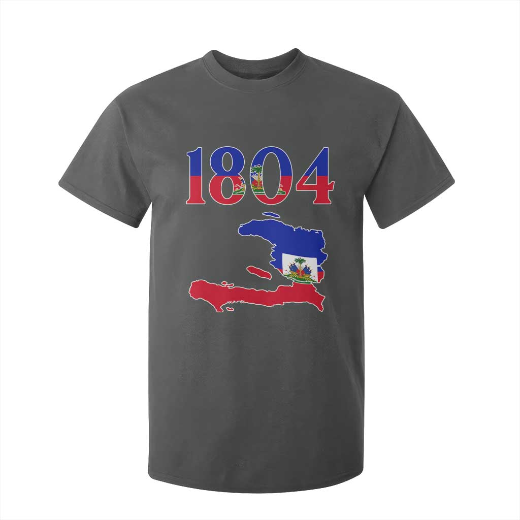 1804 Haiti Map and Flag T Shirt For Kid Haitian Heritage Pride Graphic TS02 Dark Heather Print Your Wear