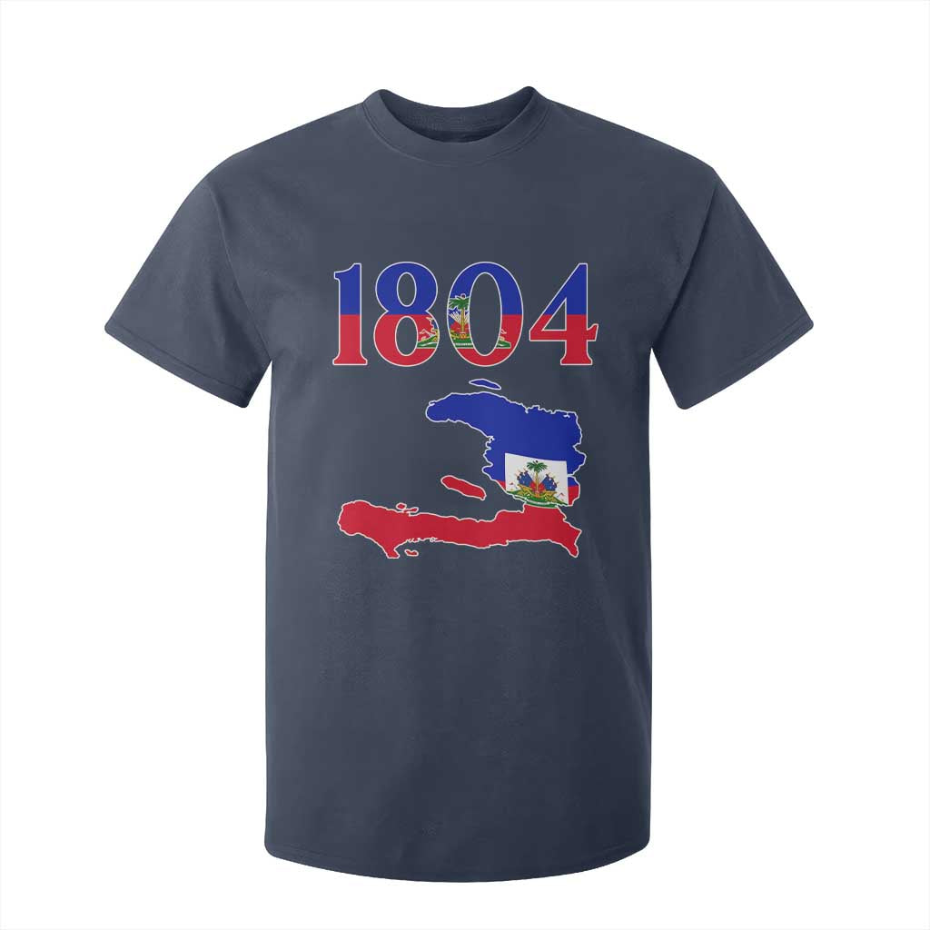 1804 Haiti Map and Flag T Shirt For Kid Haitian Heritage Pride Graphic TS02 Navy Print Your Wear