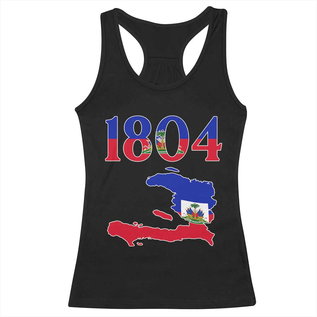 1804 Haiti Map and Flag Racerback Tank Top Haitian Heritage Pride Graphic TS02 Black Print Your Wear