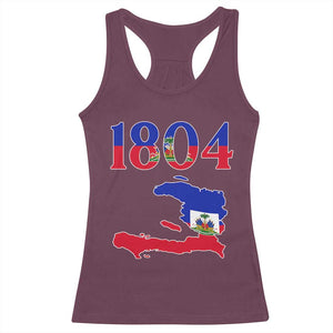 1804 Haiti Map and Flag Racerback Tank Top Haitian Heritage Pride Graphic TS02 Maroon Print Your Wear