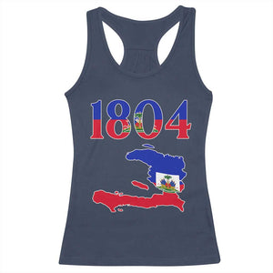 1804 Haiti Map and Flag Racerback Tank Top Haitian Heritage Pride Graphic TS02 Navy Print Your Wear