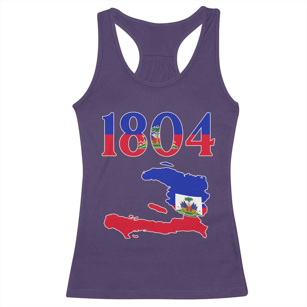 1804 Haiti Map and Flag Racerback Tank Top Haitian Heritage Pride Graphic TS02 Purple Print Your Wear