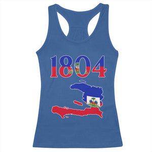 1804 Haiti Map and Flag Racerback Tank Top Haitian Heritage Pride Graphic TS02 Royal Blue Print Your Wear