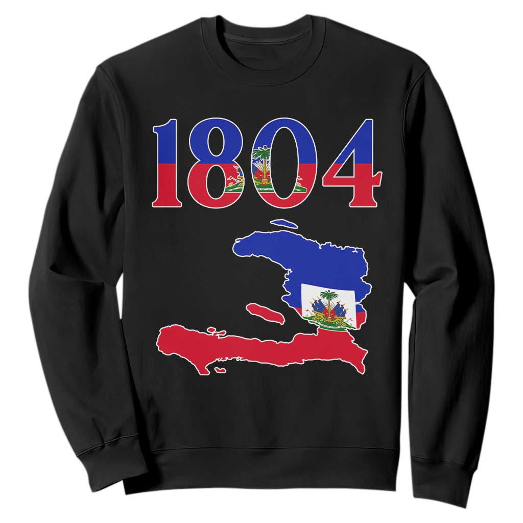 1804 Haiti Map and Flag Sweatshirt Haitian Heritage Pride Graphic TS02 Black Print Your Wear