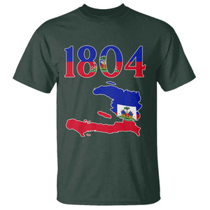 1804 Haiti Map and Flag T Shirt Haitian Heritage Pride Graphic TS02 Dark Forest Green Print Your Wear
