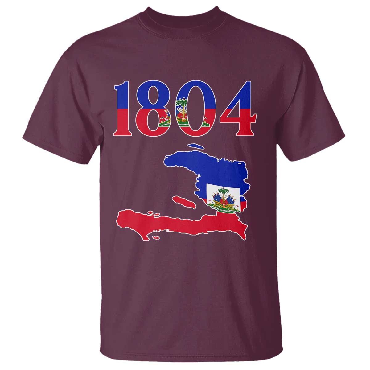 1804 Haiti Map and Flag T Shirt Haitian Heritage Pride Graphic TS02 Maroon Print Your Wear