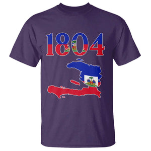 1804 Haiti Map and Flag T Shirt Haitian Heritage Pride Graphic TS02 Purple Print Your Wear