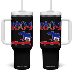 1804 Haiti Map and Flag Tumbler With Handle Haitian Heritage Pride Graphic TS02 One Size: 40 oz Black Print Your Wear