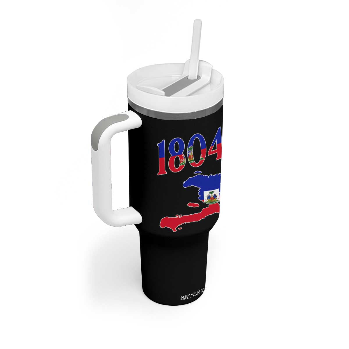 1804 Haiti Map and Flag Tumbler With Handle Haitian Heritage Pride Graphic TS02 Print Your Wear