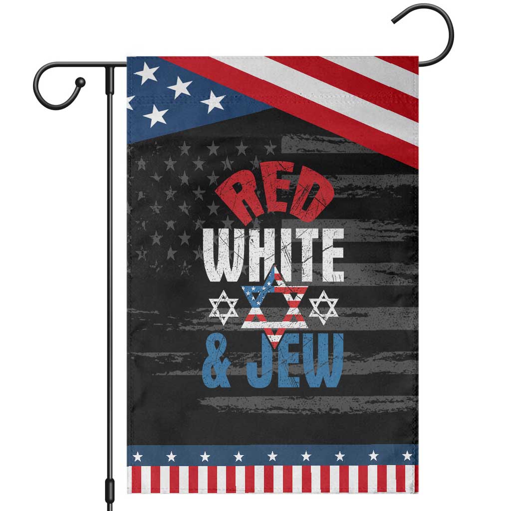 Red White and Jew Garden Flag Funny Jewish Patriotic 4th of July Star Of David TS02 Distressed Black Blue Print Your Wear