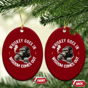 Funny Gorilla Whiskey Goes In Wisdom Comes Out Ceramic Ornament Cigarette and Drinking Addict Humor TS02 Print Your Wear