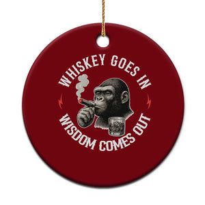 Funny Gorilla Whiskey Goes In Wisdom Comes Out Ceramic Ornament Cigarette and Drinking Addict Humor TS02 1pc Red Print Your Wear