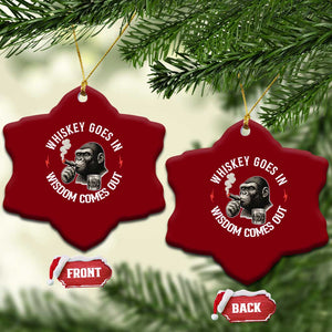 Funny Gorilla Whiskey Goes In Wisdom Comes Out Ceramic Ornament Cigarette and Drinking Addict Humor TS02 Print Your Wear