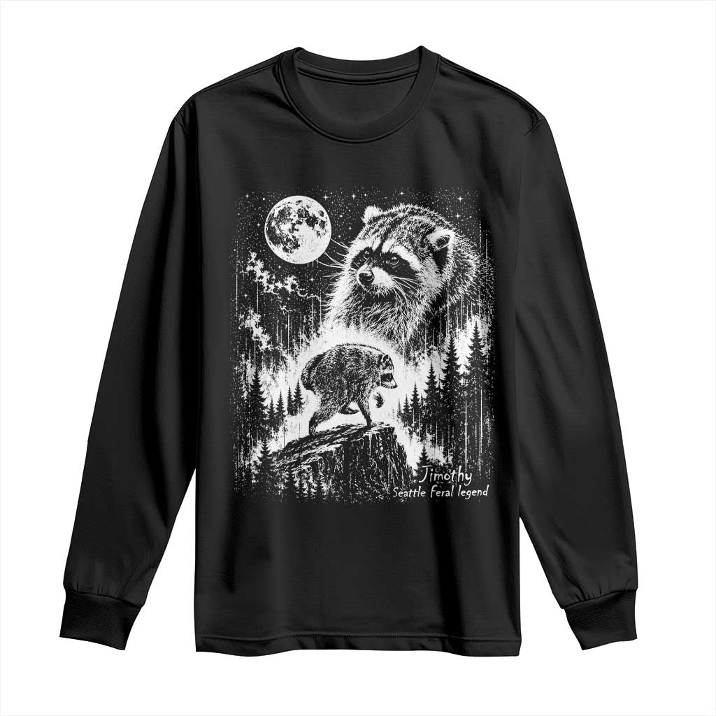 Jimothy Three Raccoon Moon Parody Wildlife Graphic Long Sleeve Shirt Vintage Seattle Feral Legend Trash Panda Meme TS02 Black Print Your Wear