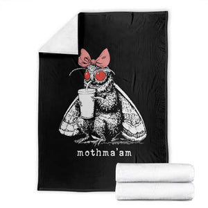 Mothma'am Pink Bow Cryptid Spooky Throw Blanket Funny Cute Coquette Mothman Legend Graphic TS02 Black Print Your Wear