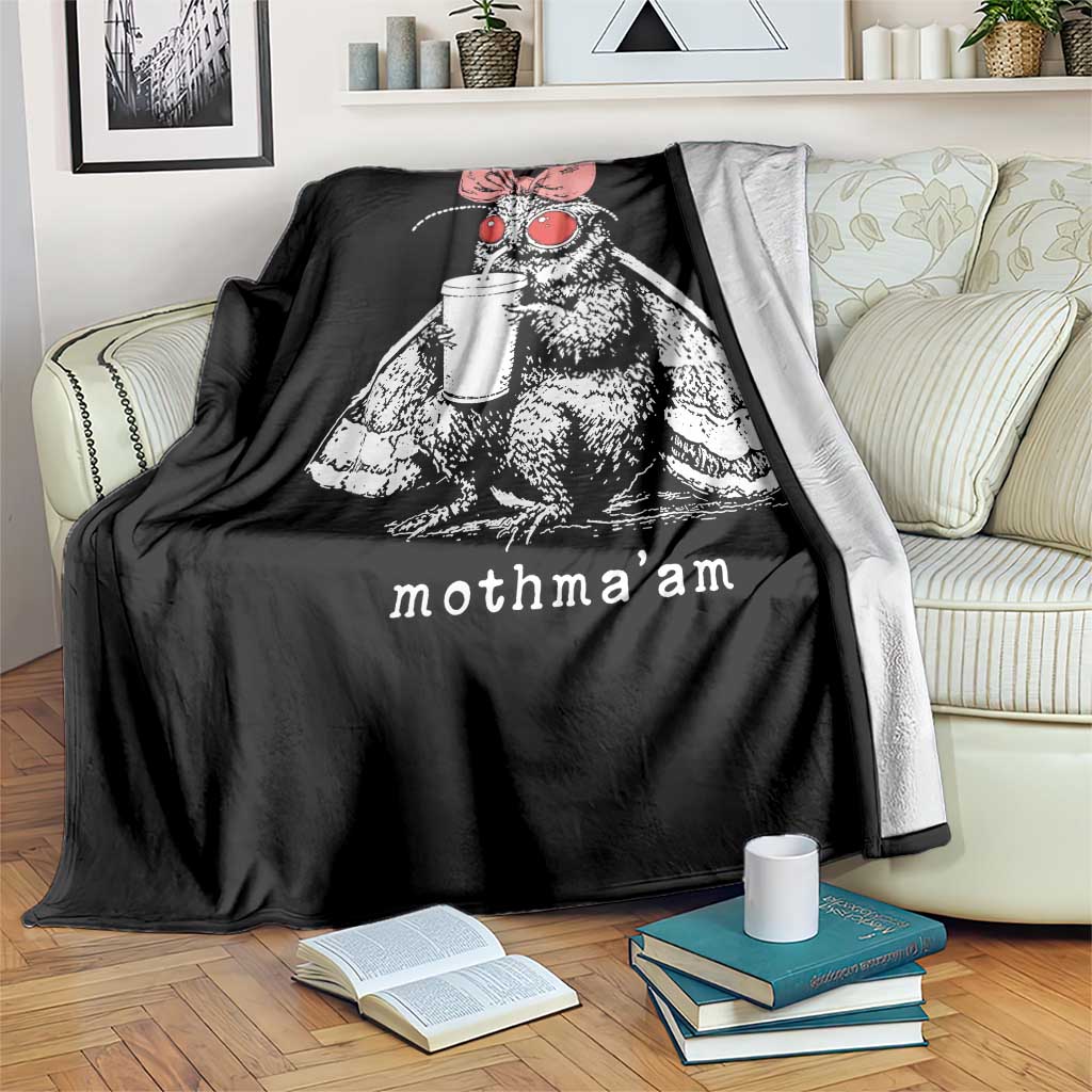 Mothma'am Pink Bow Cryptid Spooky Throw Blanket Funny Cute Coquette Mothman Legend Graphic TS02 Print Your Wear