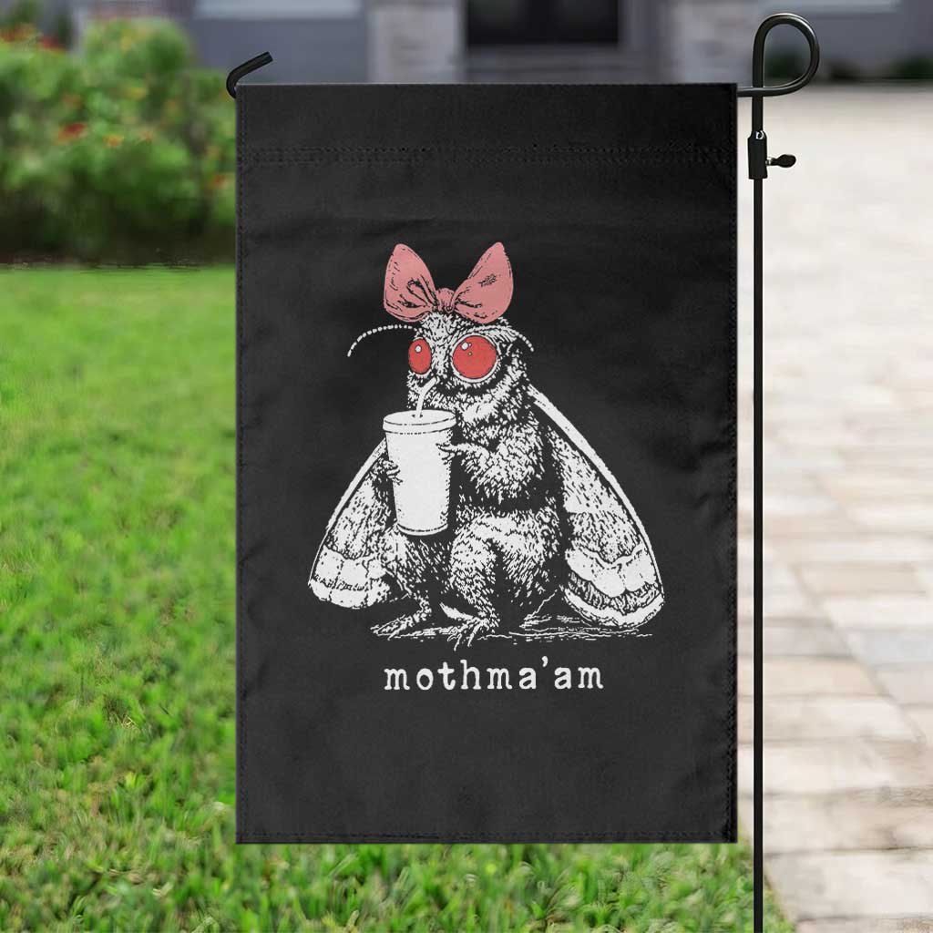 Mothma'am Pink Bow Cryptid Spooky Garden Flag Funny Cute Coquette Mothman Legend Graphic TS02 Print Your Wear