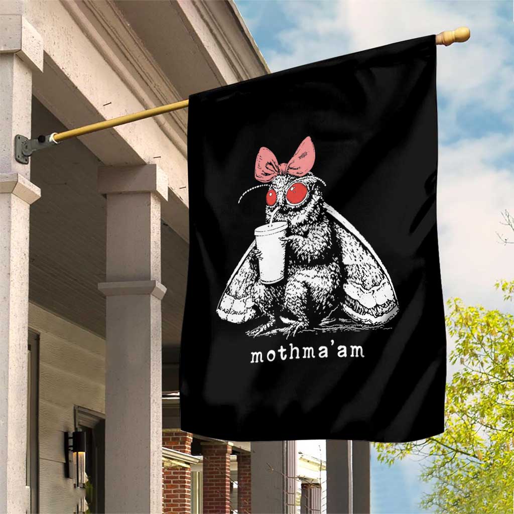 Mothma'am Pink Bow Cryptid Spooky Garden Flag Funny Cute Coquette Mothman Legend Graphic TS02 Print Your Wear