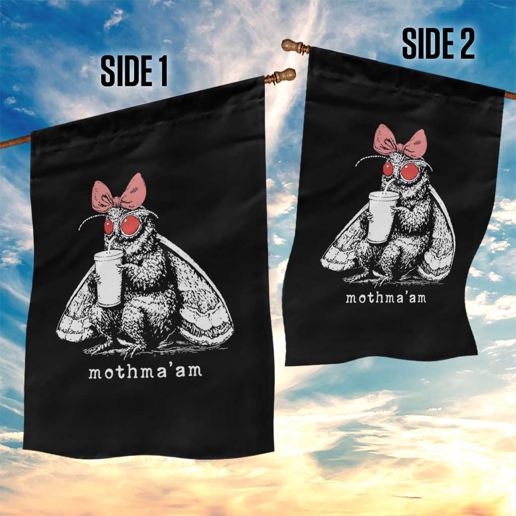 Mothma'am Pink Bow Cryptid Spooky Garden Flag Funny Cute Coquette Mothman Legend Graphic TS02 Print Your Wear