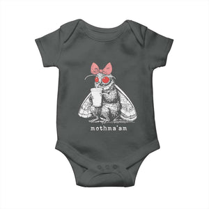 Mothma'am Pink Bow Cryptid Spooky Baby Onesie Funny Cute Coquette Mothman Legend Graphic TS02 Dark Heather Print Your Wear
