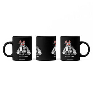 Mothma'am Pink Bow Cryptid Spooky Coffee Mug Funny Cute Coquette Mothman Legend Graphic TS02 Print Your Wear