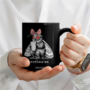 Mothma'am Pink Bow Cryptid Spooky Coffee Mug Funny Cute Coquette Mothman Legend Graphic TS02 Print Your Wear