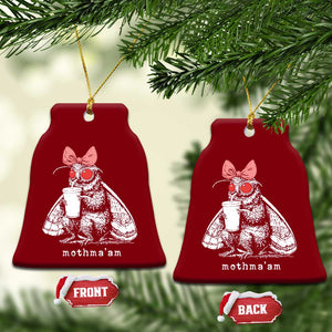 Mothma'am Pink Bow Cryptid Spooky Ceramic Ornament Funny Cute Coquette Mothman Legend Graphic TS02 Print Your Wear