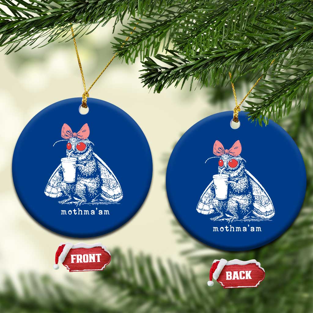 Mothma'am Pink Bow Cryptid Spooky Ceramic Ornament Funny Cute Coquette Mothman Legend Graphic TS02 1pc Blue Print Your Wear