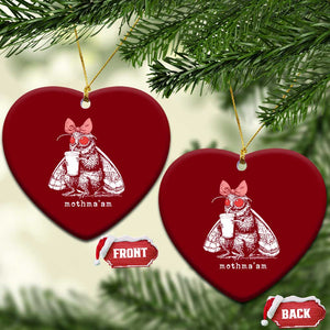 Mothma'am Pink Bow Cryptid Spooky Ceramic Ornament Funny Cute Coquette Mothman Legend Graphic TS02 Print Your Wear