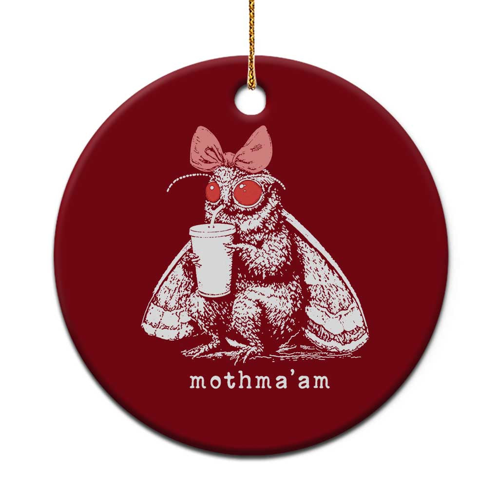 Mothma'am Pink Bow Cryptid Spooky Ceramic Ornament Funny Cute Coquette Mothman Legend Graphic TS02 1pc Red Print Your Wear