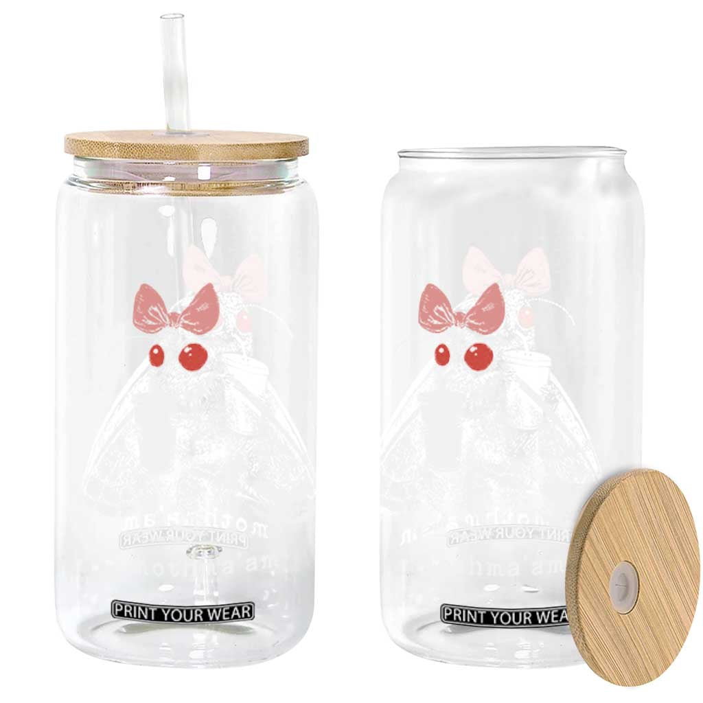 Mothma'am Pink Bow Cryptid Spooky Glass Can Funny Cute Coquette Mothman Legend Graphic TS02 Print Your Wear