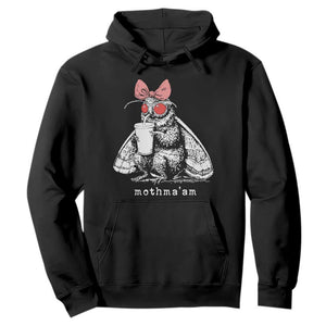 Mothma'am Pink Bow Cryptid Spooky Hoodie Funny Cute Coquette Mothman Legend Graphic TS02 Black Print Your Wear