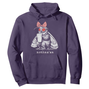 Mothma'am Pink Bow Cryptid Spooky Hoodie Funny Cute Coquette Mothman Legend Graphic TS02 Purple Print Your Wear