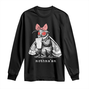 Mothma'am Pink Bow Cryptid Spooky Long Sleeve Shirt Funny Cute Coquette Mothman Legend Graphic TS02 Black Print Your Wear