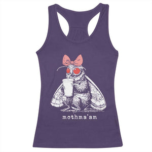 Mothma'am Pink Bow Cryptid Spooky Racerback Tank Top Funny Cute Coquette Mothman Legend Graphic TS02 Purple Print Your Wear