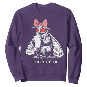 Mothma'am Pink Bow Cryptid Spooky Sweatshirt Funny Cute Coquette Mothman Legend Graphic TS02 Purple Print Your Wear